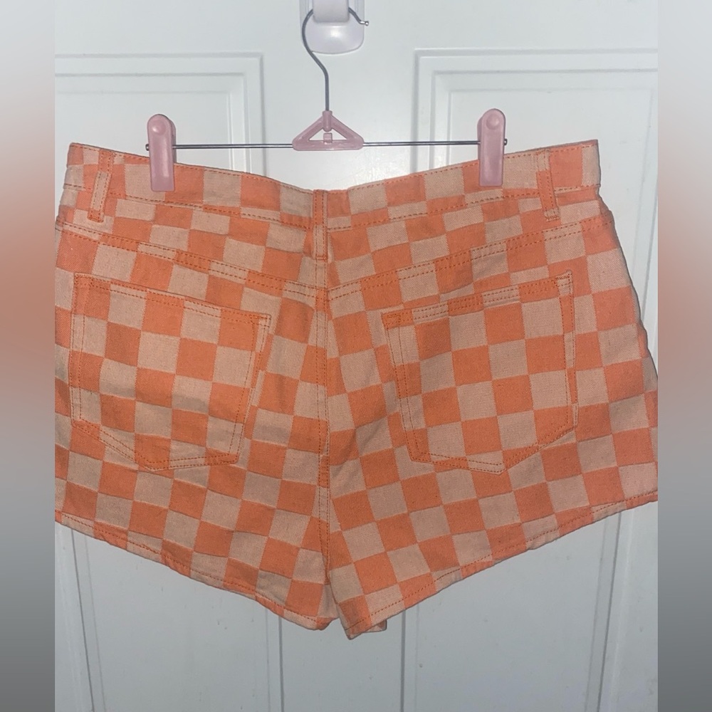 Nasty Gal Checkerboard High Waist Shorts in Orange and Off White From Nordstrom - Picture 5 of 9